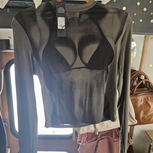 Chic Black and Army Green Long Sleeve Women's Top